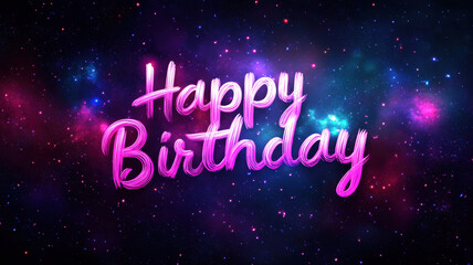Vibrant birthday celebration cosmic background digital art galactic theme close-up view festive concept