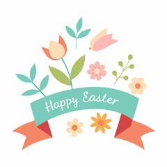 Obraz premium Joyful Easter Celebration, Festive Greeting Card Design eggs bunny chick happy 