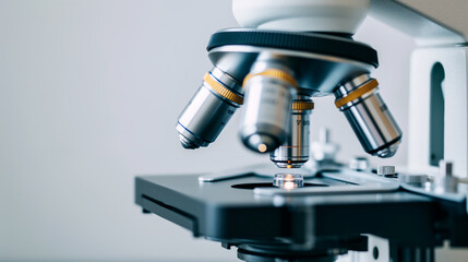 Fototapeta premium Close-up of a modern microscope, perfect for scientific research