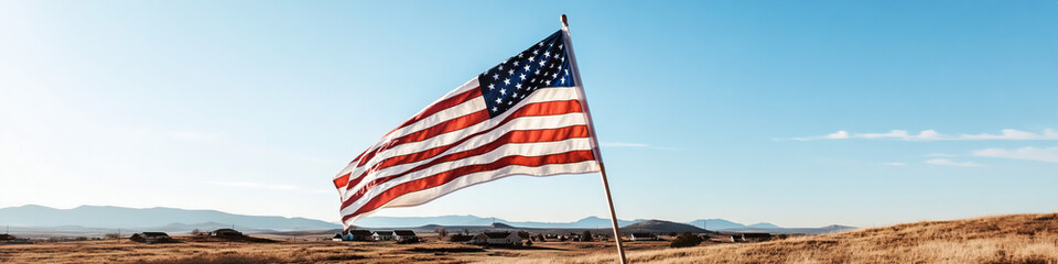 Obraz premium American Flag Over Rural Landscape