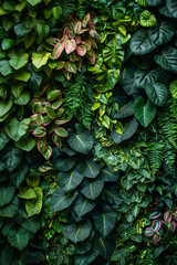 Fototapeta premium vibrant living wall of greenery, its lush leaves bringing life to urban space, merging architectural with organic in display of urban jungle beauty