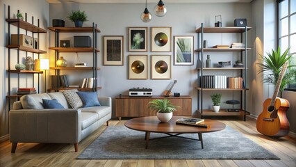 Fototapeta premium Creating a harmonious music lover’s living space a stylish home environment for music enthusiasts