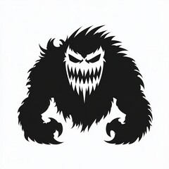 Fototapeta premium Black and White Silhouette of a Ferocious Monster
