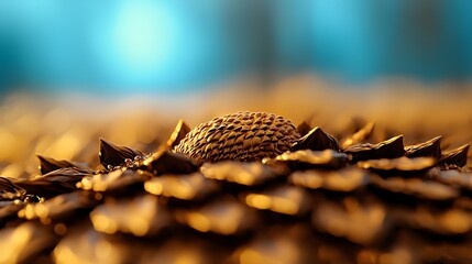 Close-up of a spiky seed pod showcasing intricate textures and warm lighting in nature