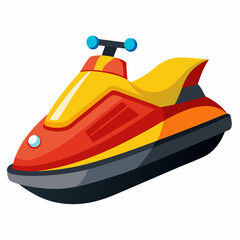 Naklejka premium Cartoon Jet Ski vector template illustration.Can use for logo, t shirt,apparel, sticker group community,children's books,poster, flyer banner modify auto show. Kids toy. Vector illustration