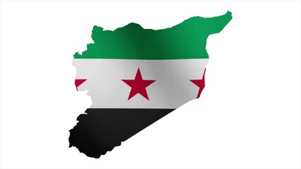 The Flag of SYRIA Waves Within Its Map with Beautiful Animation