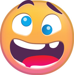 Fototapeta premium Colorful emoji with excited expression and wide eyes.