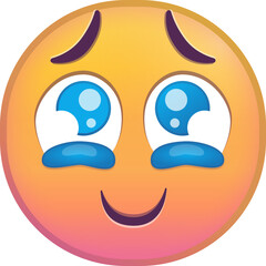 Cute emoji with big eyes and tears, expressing joy and happiness.