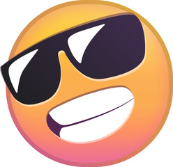 Cool emoji face wearing sunglasses with a big smile.