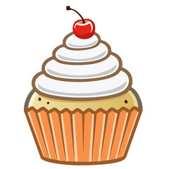 Cupcake icon, vector line art