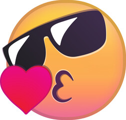 Cool emoji wearing sunglasses with heart kiss expression.