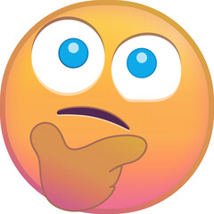Thinking emoji with hand on chin and puzzled expression.