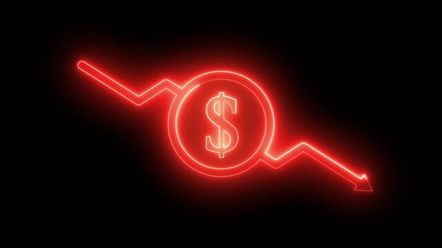 Arrow downward animated icon. Dollar down concept .