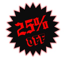 25% discount tag for certain items