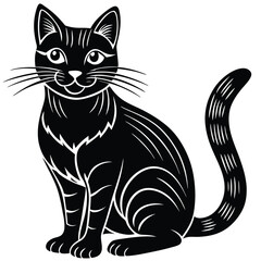 Happy Black Cat Silhouette, Perfect for Prints and Decor