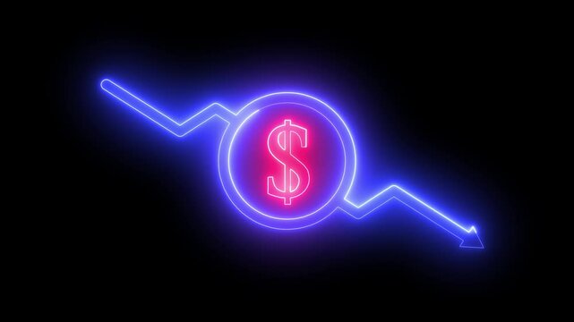 Arrow downward animated icon. Dollar down concept .