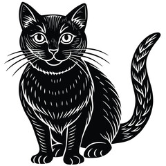 Happy Black Cat Silhouette, Perfect for Prints and Decor