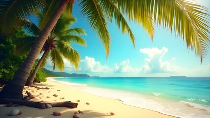 "Relaxing Caribbean Paradise: Beautiful Beaches, Palm Trees, and Ocean Bliss"







