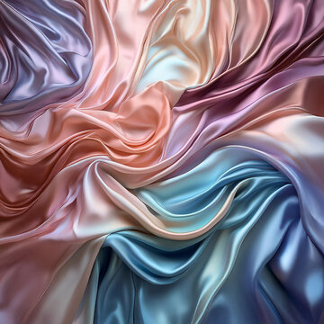 Subtle Soft Pastel Rainbow Random Color Mixed Colour Pleated Wrinkle Silk Fabric Cosmetics Cosmetic Products Makeup Fashion Texture 3D Background Screen