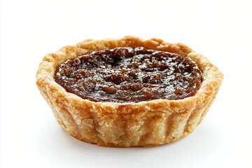 Delicious Butter Tart on White Background Close Up of Canadian Dessert Pastry Treat