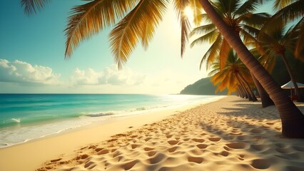 "Beautiful Caribbean Paradise: Tropical Beaches, Crystal Waters, and Palm-lined Shores"