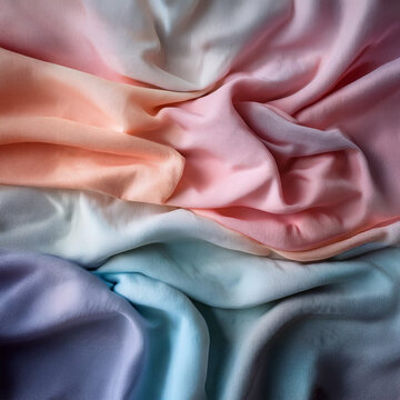 Subtle Soft Pastel Rainbow Random Color Mixed Colour Pleated Wrinkle Silk Fabric Cosmetics Cosmetic Products Makeup Fashion Texture 3D Background Screen