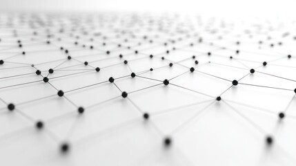 Network nodes connect, forming digital web, white background, data visualization