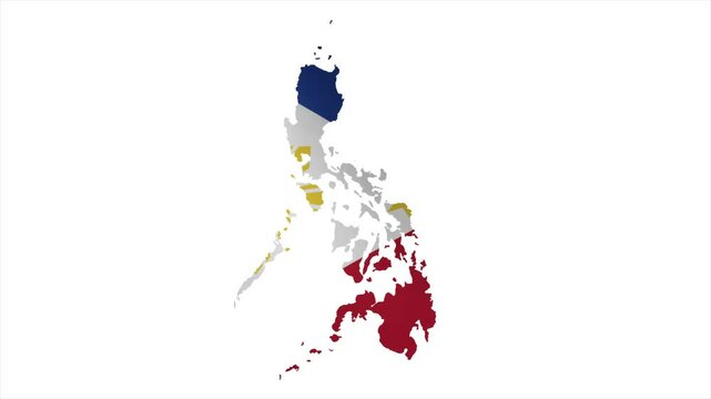 The Flag of PHILIPPINES Waves Within Its Map with Beautiful Animation