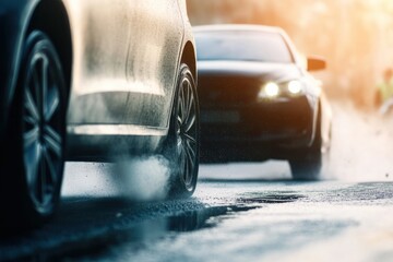 Mastering emergency braking skills in challenging wet conditions during a driving lesson