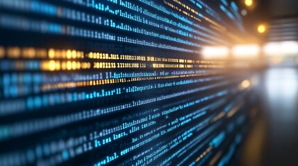 Futuristic Code Structure with Glowing Lights, Representing Precision and Clarity in Programming