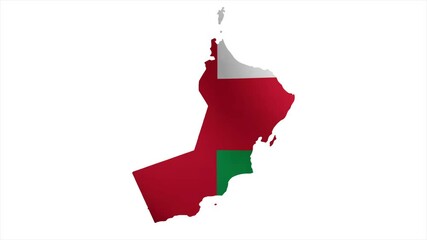 The Flag of OMAN Waves Within Its Map with Beautiful Animation