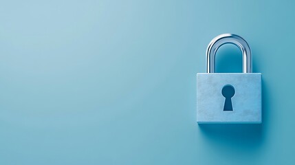 Fototapeta premium Blue Background with Silver Lock Symbolizing Security, Protection, and Privacy Concepts in Digital Age