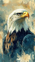 Fototapeta premium Expressive bald eagle illustration for presidents day celebration