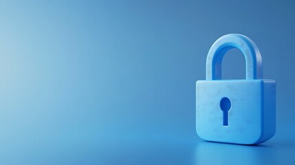 Blue padlock on a minimalist background representing security, privacy, and protection of information and data