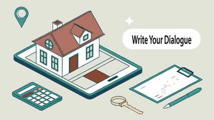 Isometric Digital Real Estate Concept – Find Your Dream Home Online