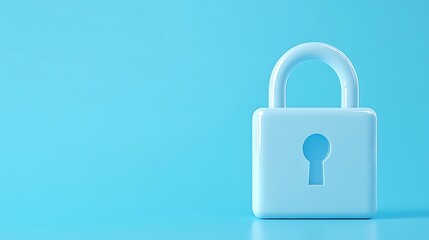 Fototapeta premium Blue Padlock on Bright Blue Background Symbolizing Security and Protection in Modern Digital Age