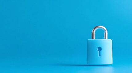 Blue Padlock on Vibrant Blue Background Symbolizing Security, Privacy, and Protection Concepts in Modern Design