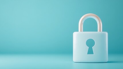 Blue padlock with keyhole on a minimalistic background representing security and safety concepts