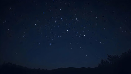 Fototapeta premium Majestic night sky panorama showcasing a constellation above a dark, silhouetted landscape. Perfect for astronomy, travel, or nature-themed projects.