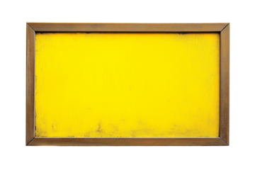 yellow sign on wooden frame board isolated on transparent background Remove png, Clipping Path, pen tool