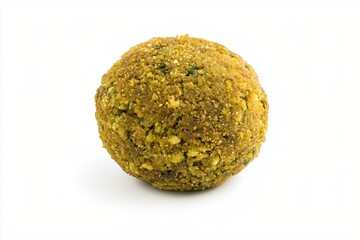 Fototapeta premium Delicious falafel ball on white background showcasing its texture and golden brown color