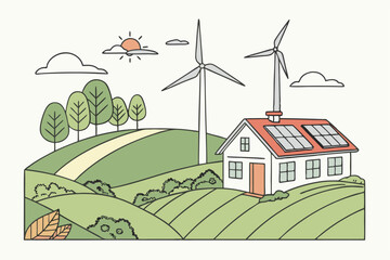 Green environment friendly city scene  vector