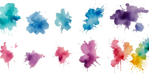 watercolor vector stains colors splash collection. Set of watercolor brush strokes