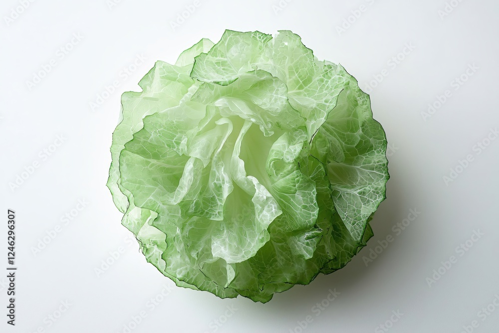 Poster fresh green cabbage on white background showcasing vibrant color and intricate leaf texture