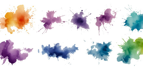 Set of colorful paint splatter abstract vector texture background. Set of abstract watercolor water splash background.
