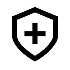 Fototapeta premium Security shield symbol with plus sign for medical protection concept