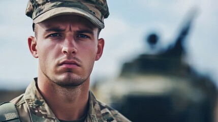  Armed soldier in uniform, poised for action in a military environment, embodying strength and readiness for any incident.