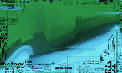 Abstract gradient background with graffiti style graphic elements. digital artwork