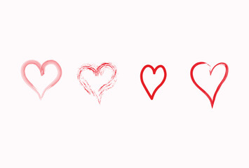 Set of hearts.Brush different heart.Hand drawn Valentine's Day symbol.Vector design.