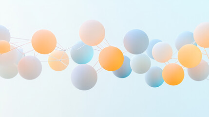 A revealing close-up on a cluster of textured spheres joined by filament-like bonds, presented with